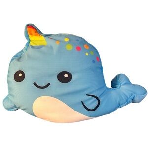 Large 2 Scoops Blue NARWHAL Microbead Pillow 22" Plush Scented Stuffed Animal